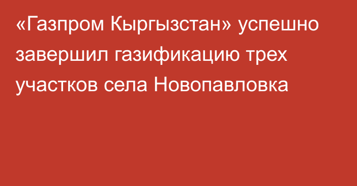 «Газпром Кыргызстан» успешно завершил газификацию трех участков села Новопавловка