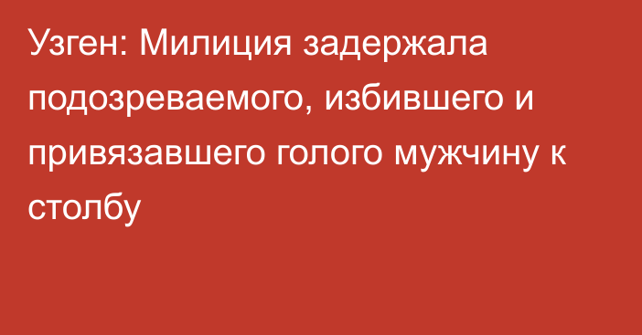 Узген: Милиция задержала подозреваемого, избившего и привязавшего голого мужчину к столбу