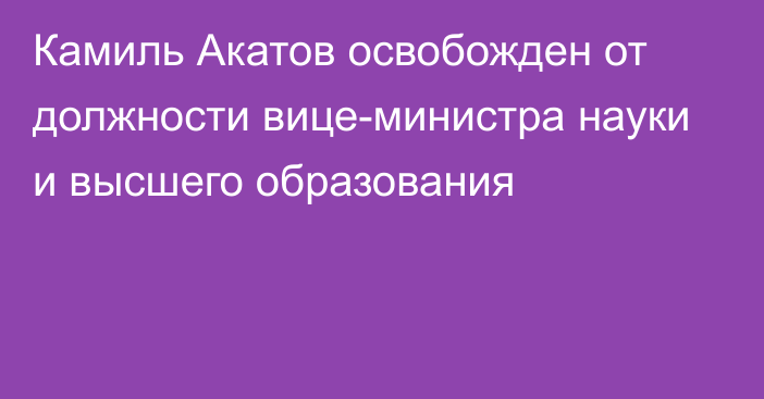 Камиль Акатов освобожден от должности вице-министра науки и высшего образования