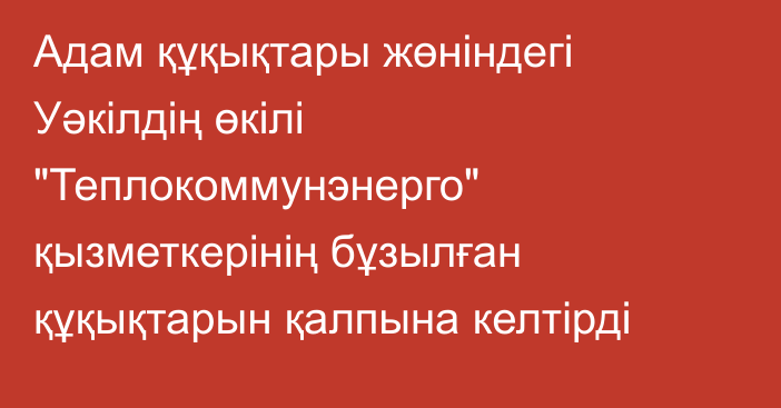 Адам құқықтары жөніндегі Уәкілдің өкілі 