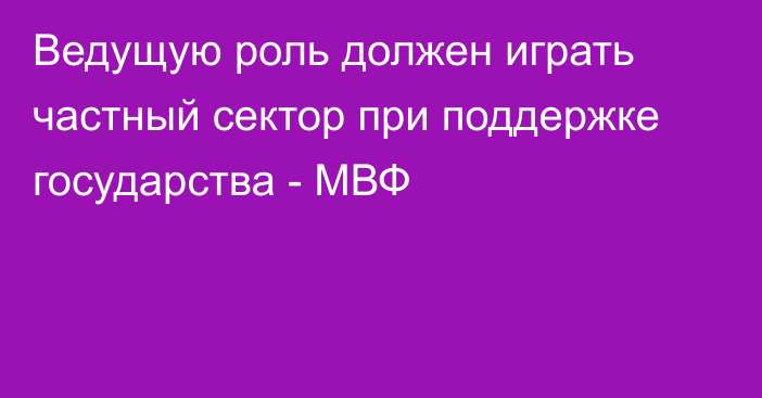 Ведущую роль должен играть частный сектор при поддержке государства - МВФ