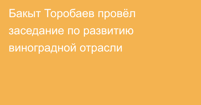 Бакыт Торобаев провёл заседание по развитию виноградной отрасли