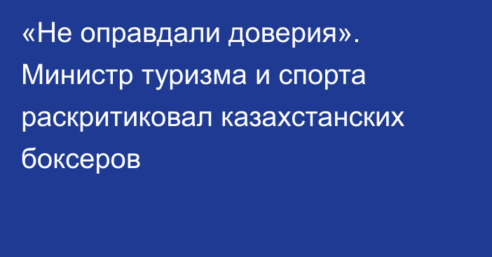 «Не оправдали доверия». Министр туризма и спорта раскритиковал казахстанских боксеров