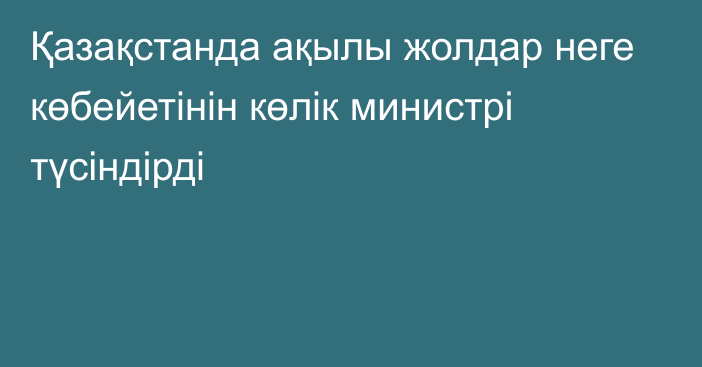 Қазақстанда ақылы жолдар неге көбейетінін көлік министрі түсіндірді