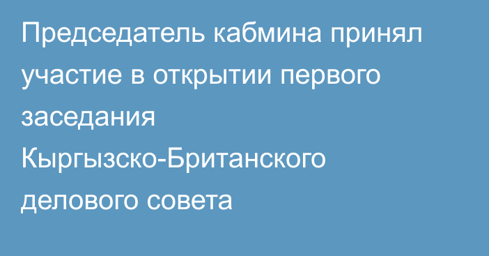 Председатель кабмина принял участие в открытии первого заседания Кыргызско-Британского делового совета