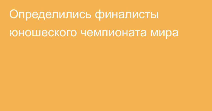 ​Определились финалисты юношеского чемпионата мира