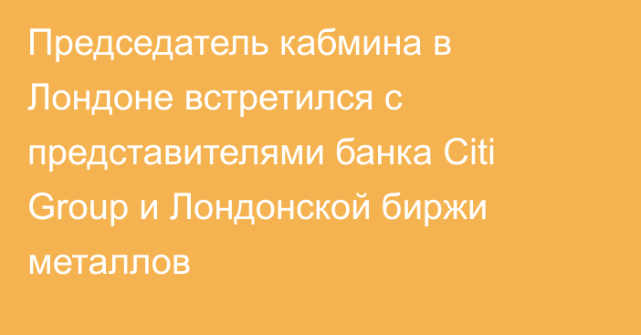 Председатель кабмина в Лондоне встретился с представителями банка Citi Group и Лондонской биржи металлов