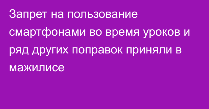 Запрет на пользование смартфонами во время уроков и ряд других поправок приняли в мажилисе