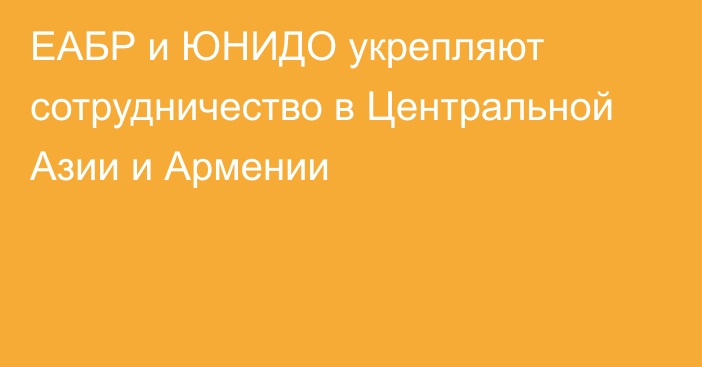 ЕАБР и ЮНИДО укрепляют сотрудничество в Центральной Азии и Армении