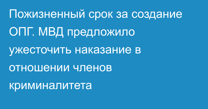 Пожизненный срок за создание ОПГ. МВД предложило ужесточить наказание в отношении членов криминалитета