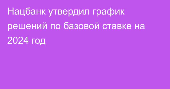 Нацбанк утвердил график решений по базовой ставке на 2024 год