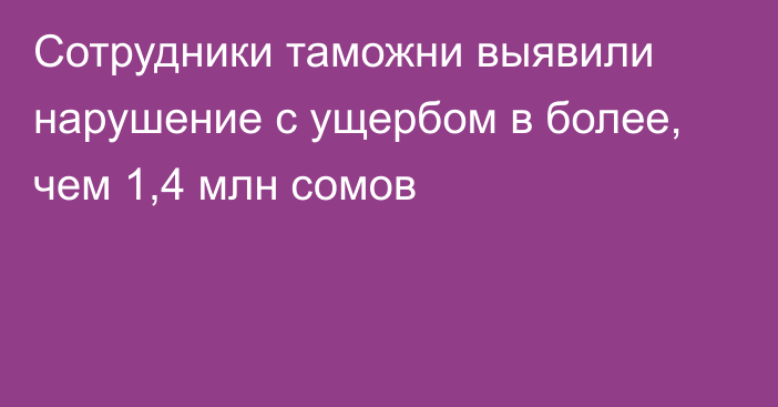 Сотрудники таможни выявили нарушение с ущербом в более, чем 1,4 млн сомов