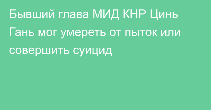 Бывший глава МИД КНР Цинь Гань мог умереть от пыток или совершить суицид