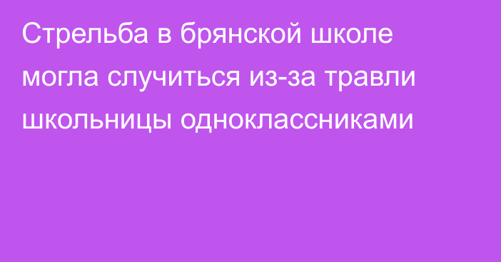 Стрельба в брянской школе могла случиться из-за травли школьницы одноклассниками