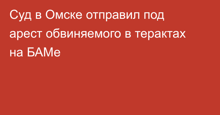 Суд в Омске отправил под арест обвиняемого в терактах на БАМе