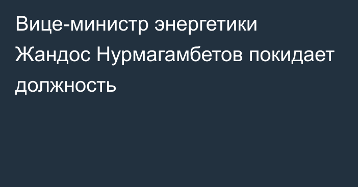 Вице-министр энергетики Жандос Нурмагамбетов покидает должность