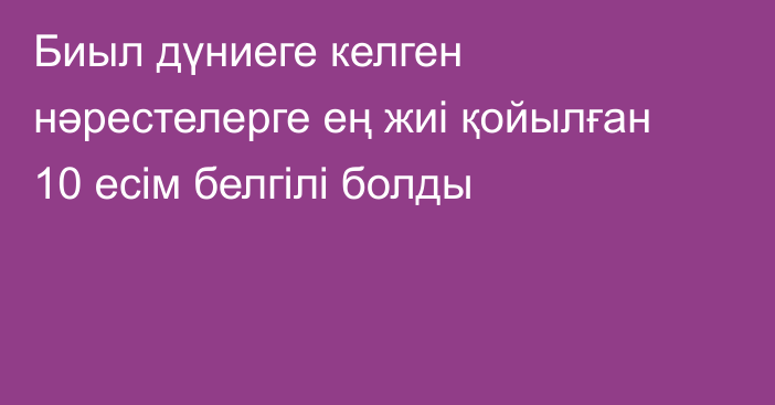 Биыл дүниеге келген нәрестелерге ең жиі қойылған 10 есім белгілі болды