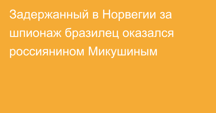 Задержанный в Норвегии за шпионаж бразилец оказался россиянином Микушиным