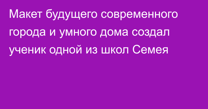 Макет будущего современного города и умного дома создал ученик одной из школ Семея