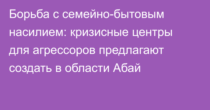 Борьба с семейно-бытовым насилием: кризисные центры для агрессоров предлагают создать в области Абай