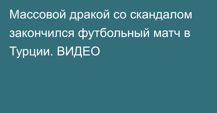 Массовой дракой со скандалом закончился футбольный матч в Турции. ВИДЕО