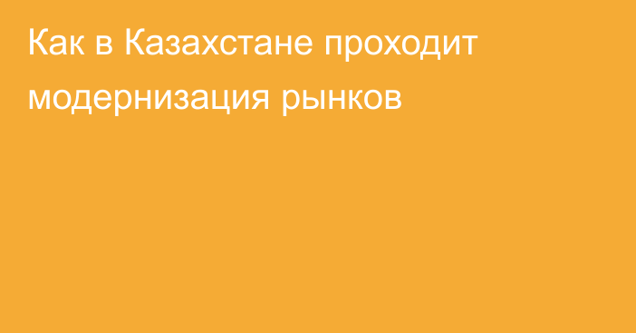 Как в Казахстане проходит модернизация рынков