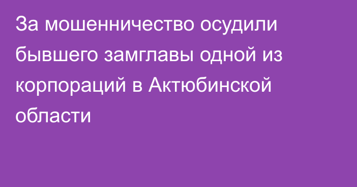 За мошенничество осудили бывшего замглавы одной из корпораций в Актюбинской области