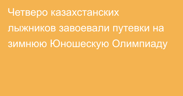 Четверо казахстанских лыжников завоевали путевки на зимнюю Юношескую Олимпиаду