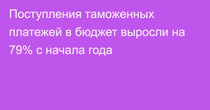 Поступления таможенных платежей в бюджет выросли на 79% с начала года