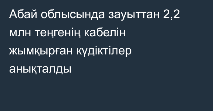 Абай облысында зауыттан 2,2 млн теңгенің кабелін жымқырған күдіктілер анықталды