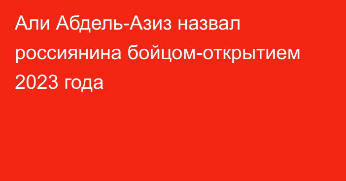 Али Абдель-Азиз назвал россиянина бойцом-открытием 2023 года