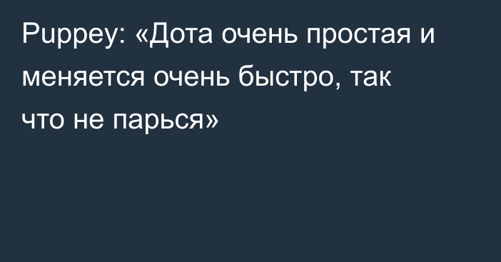 Puppey: «Дота очень простая и меняется очень быстро, так что не парься»