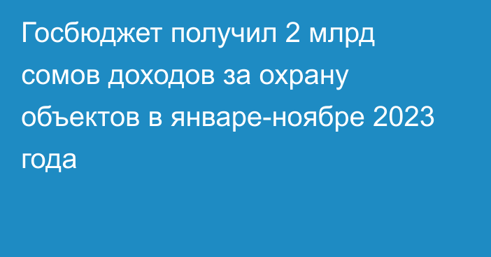 Госбюджет получил 2 млрд сомов доходов за охрану объектов в январе-ноябре 2023 года