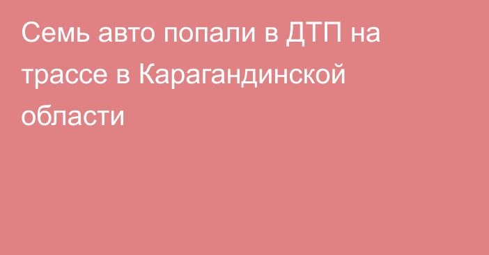 Семь авто попали в ДТП на трассе в Карагандинской области