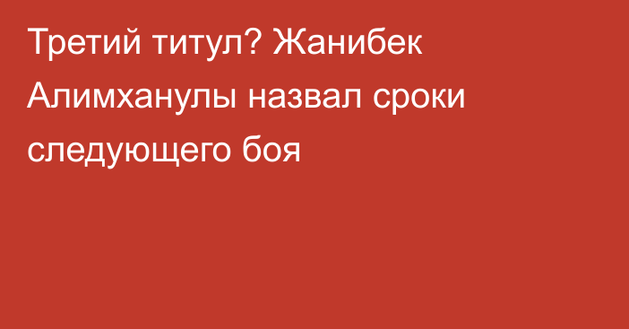 Третий титул? Жанибек Алимханулы назвал сроки следующего боя