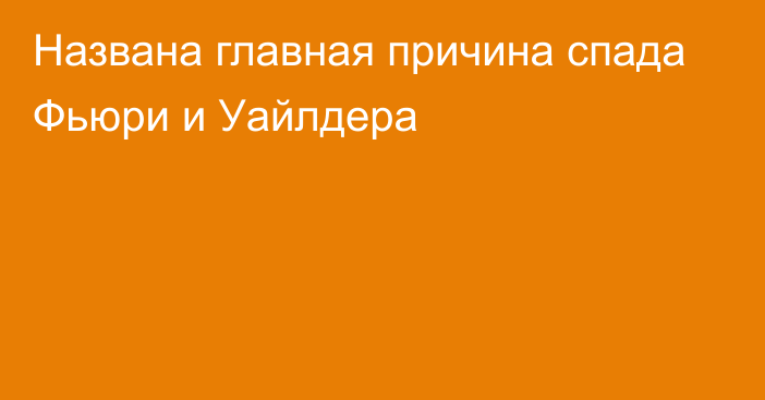 Названа главная причина спада Фьюри и Уайлдера