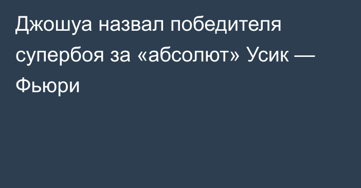 Джошуа назвал победителя супербоя за «абсолют» Усик — Фьюри