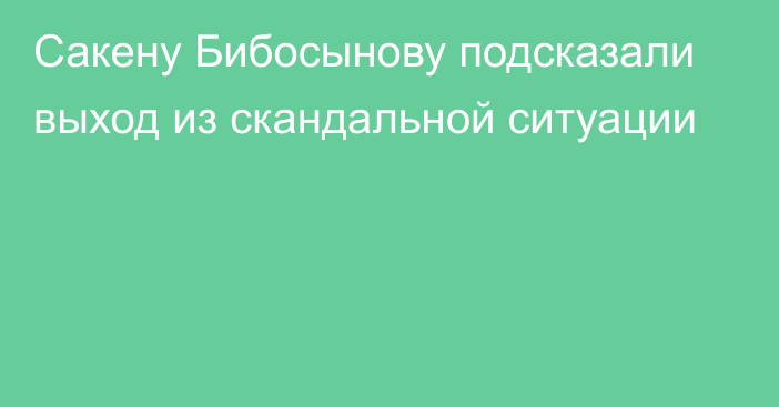 Сакену Бибосынову подсказали выход из скандальной ситуации