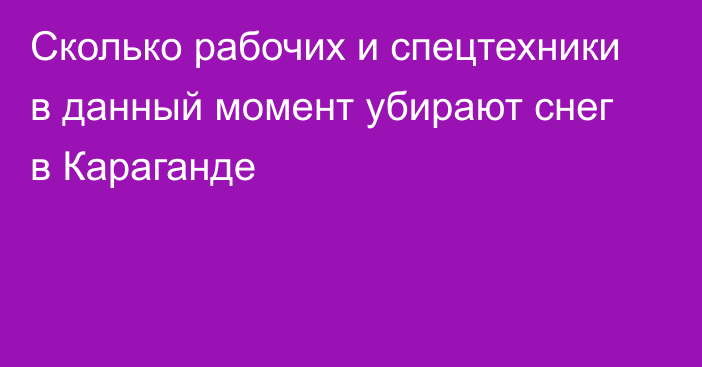 Сколько рабочих и спецтехники в данный момент убирают снег в Караганде