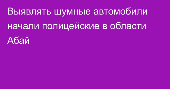 Выявлять шумные автомобили начали полицейские в области Абай