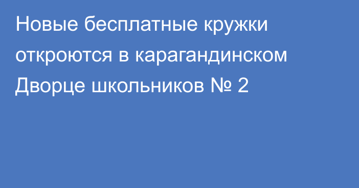 Новые бесплатные кружки откроются в карагандинском Дворце школьников № 2