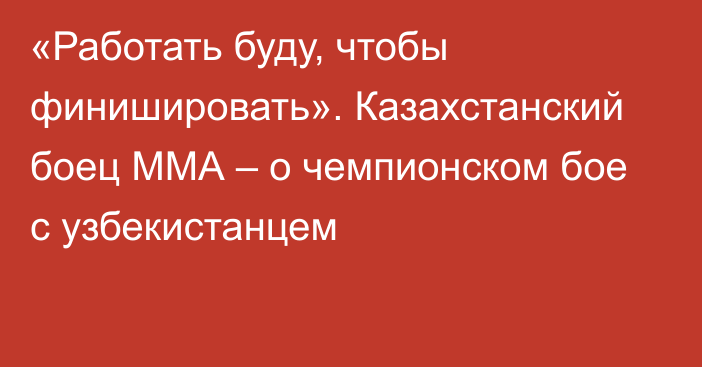 «Работать буду, чтобы финишировать». Казахстанский боец ММА – о чемпионском бое с узбекистанцем