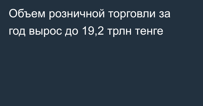 Объем розничной торговли за год вырос до 19,2 трлн тенге