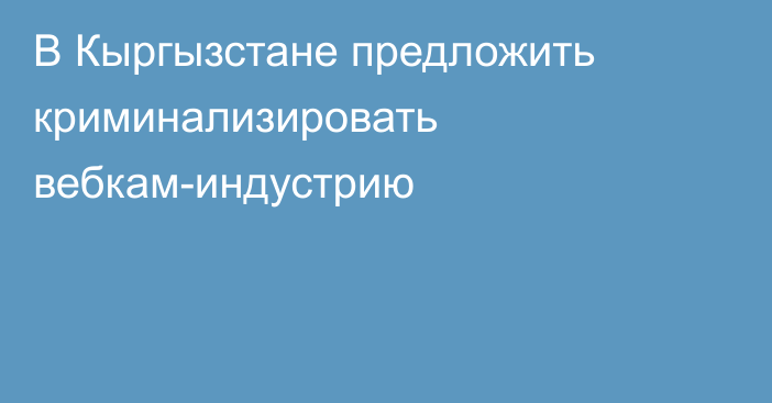 В Кыргызстане предложить криминализировать вебкам-индустрию