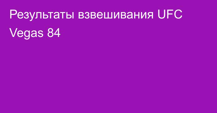 Результаты взвешивания UFC Vegas 84