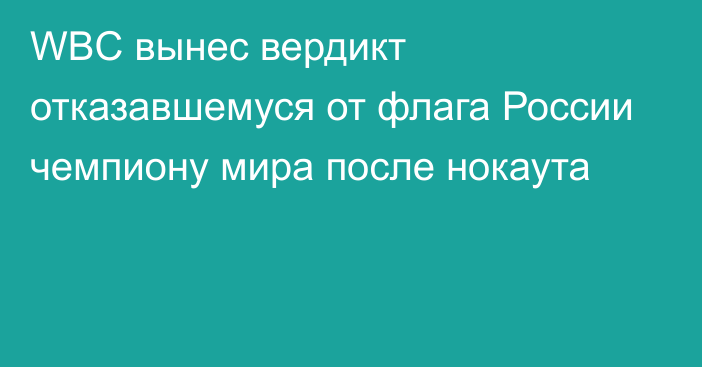 WBC вынес вердикт отказавшемуся от флага России чемпиону мира после нокаута