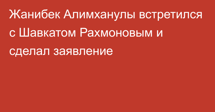 Жанибек Алимханулы встретился с Шавкатом Рахмоновым и сделал заявление