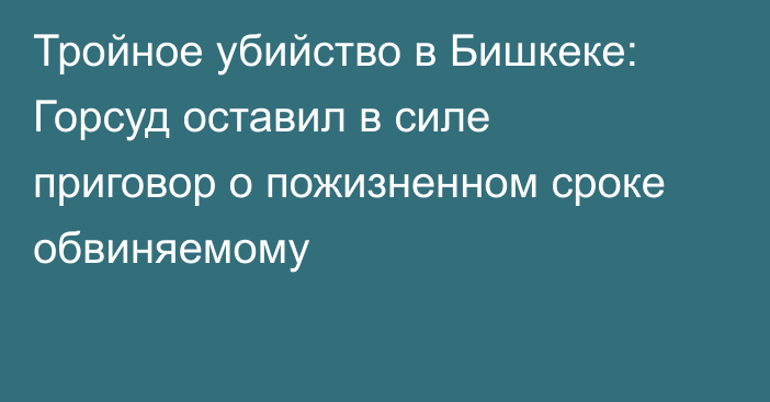 Тройное убийство в Бишкеке: Горсуд оставил в силе приговор о пожизненном сроке обвиняемому