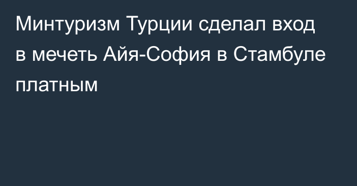 Минтуризм Турции сделал вход в мечеть Айя-София в Стамбуле платным