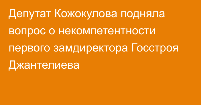 Депутат Кожокулова подняла вопрос о некомпетентности первого замдиректора Госстроя Джантелиева